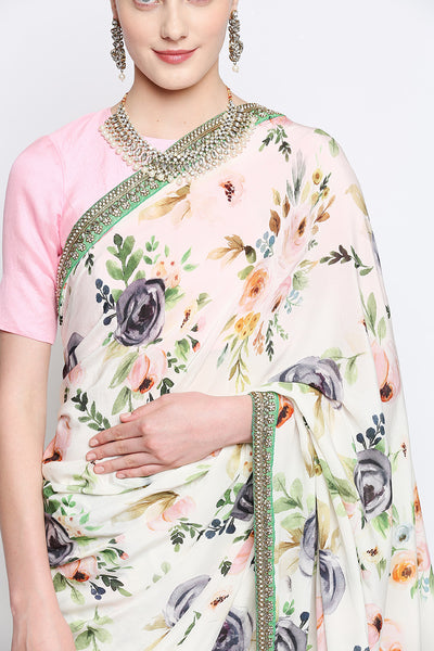 Aisha Watercolor Floral Silk Saree