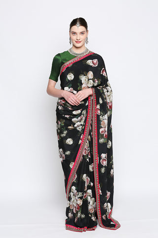 Zoya Watercolor Floral Silk Saree